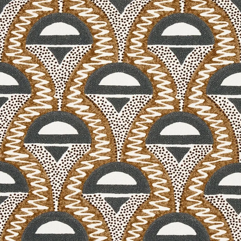 Schumacher 179580 Abelino Camel & Black fabric swatch
