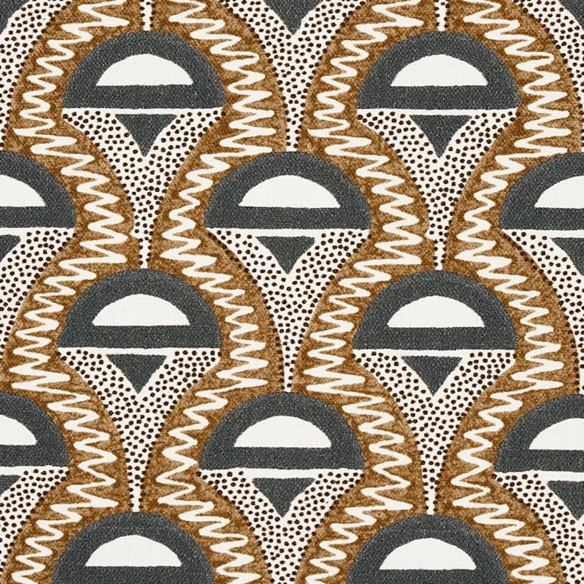 Schumacher 179580 Abelino Camel & Black fabric swatch