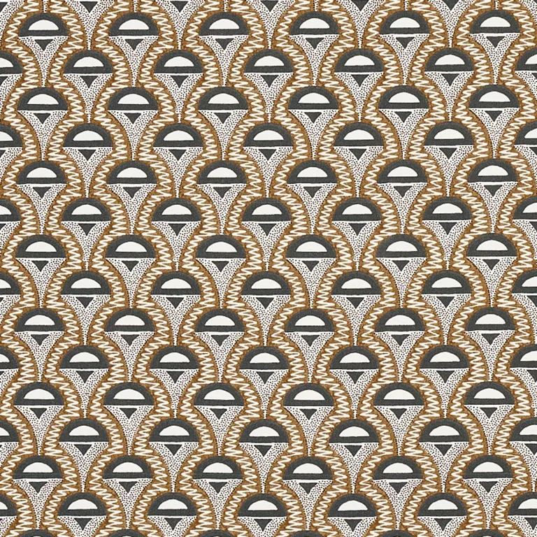 Schumacher 179580 Abelino Camel & Black fabric swatch