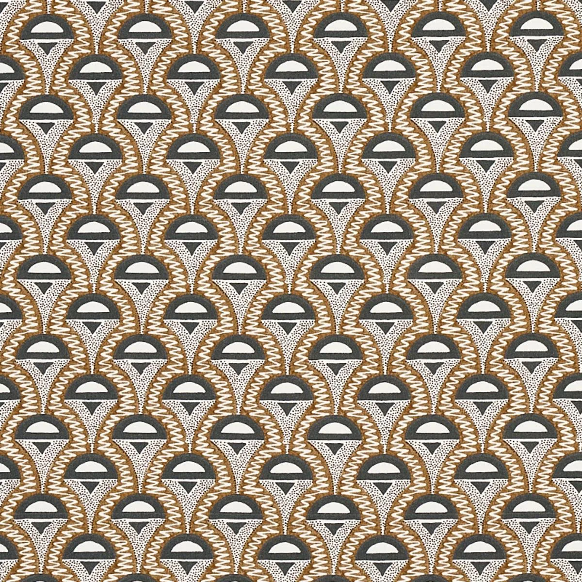 Schumacher 179580 Abelino Camel & Black fabric swatch