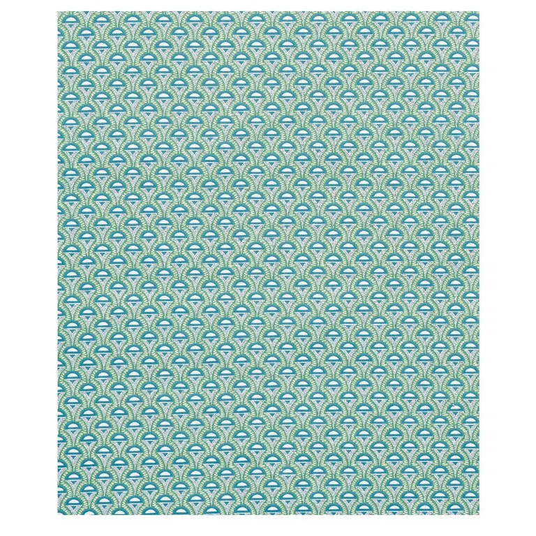 Schumacher 179582 Abelino Green & Peacock fabric swatch