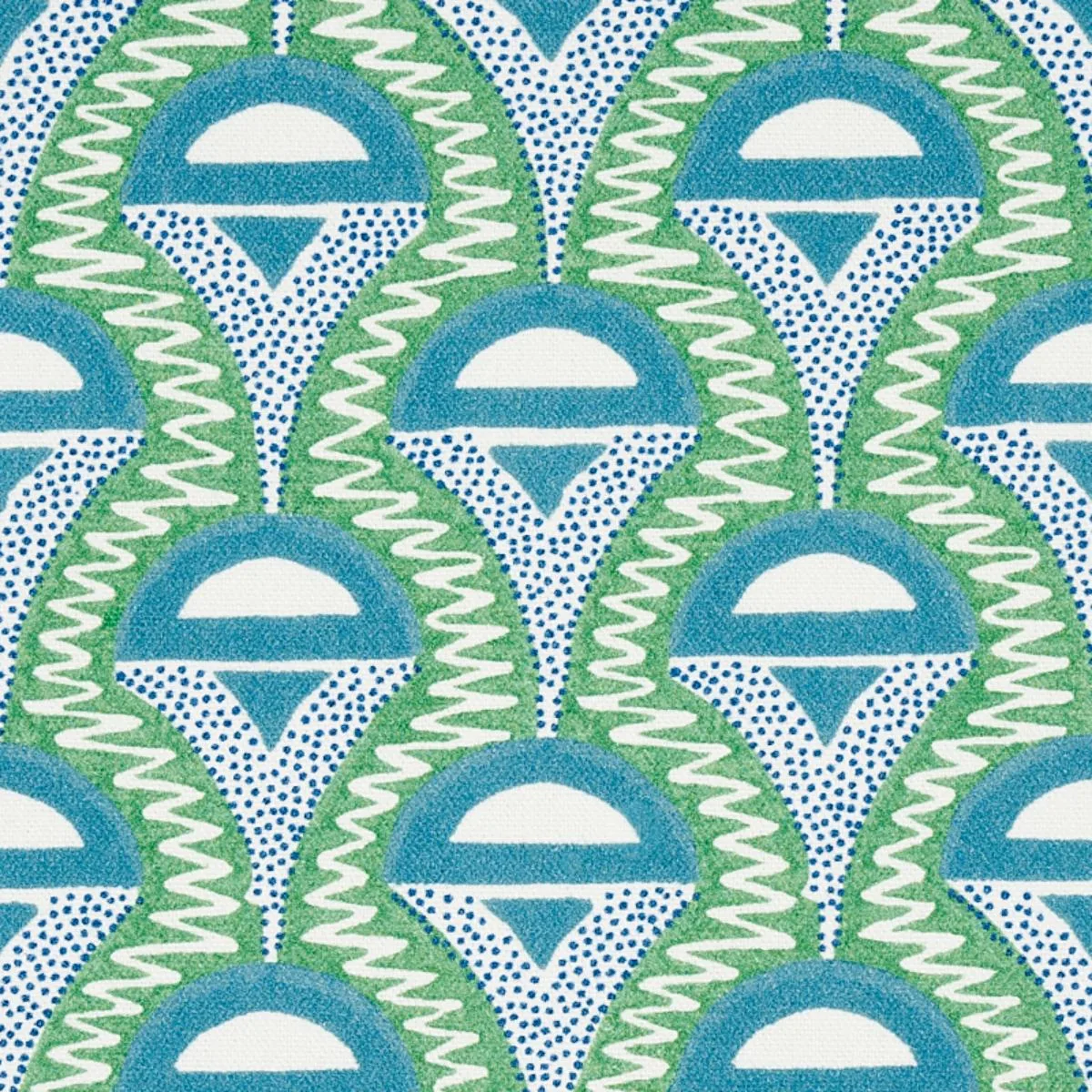 Schumacher 179582 Abelino Green & Peacock fabric swatch