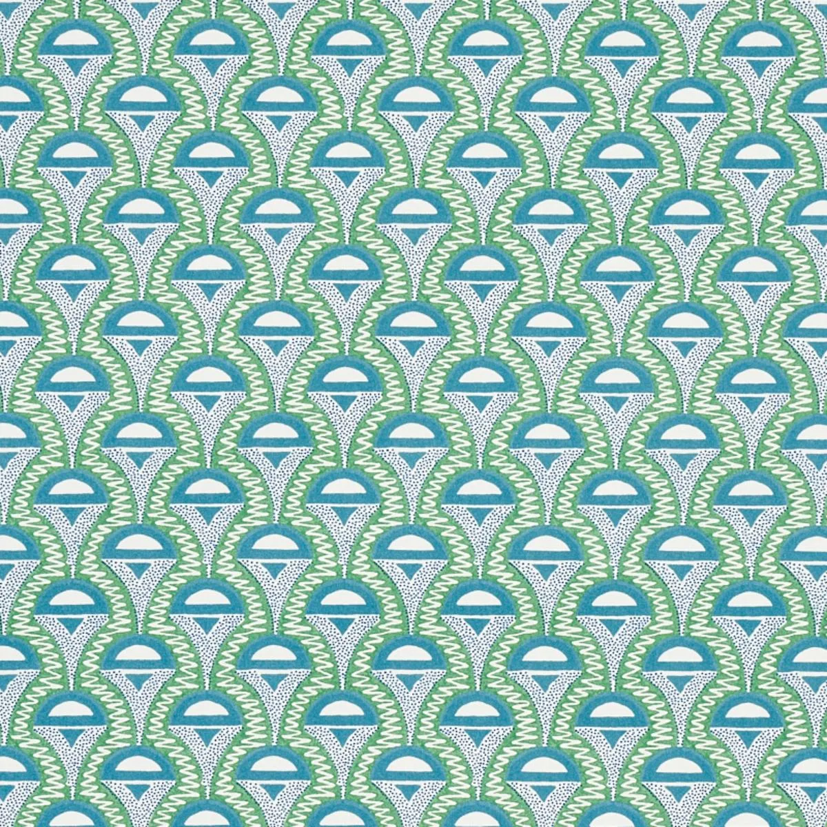 Schumacher 179582 Abelino Green & Peacock fabric swatch