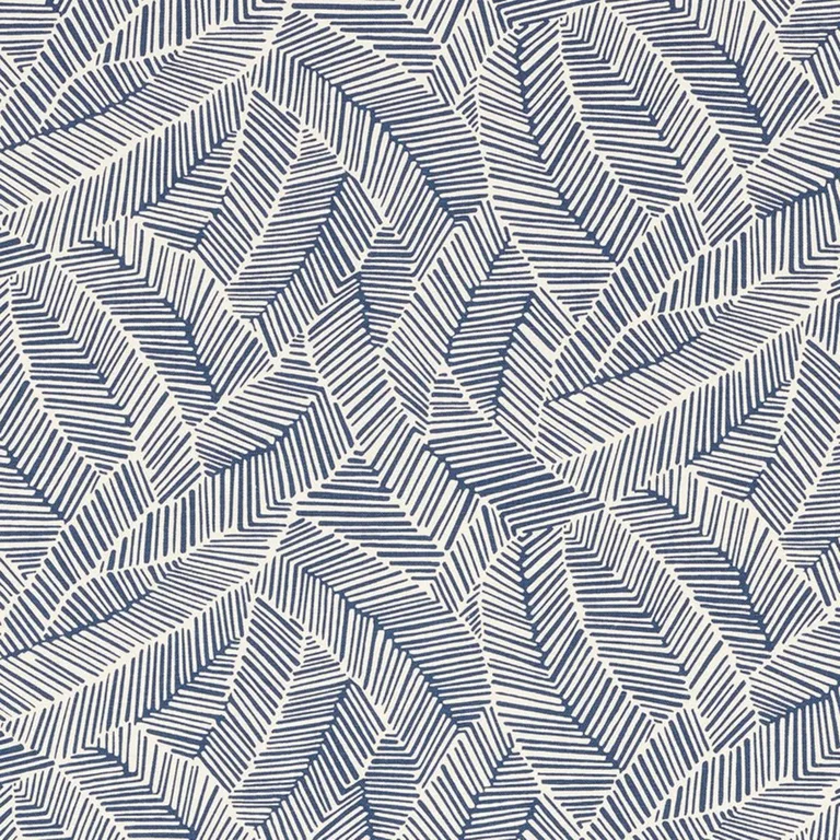 Schumacher 176222 Abstract Leaf Navy fabric swatch
