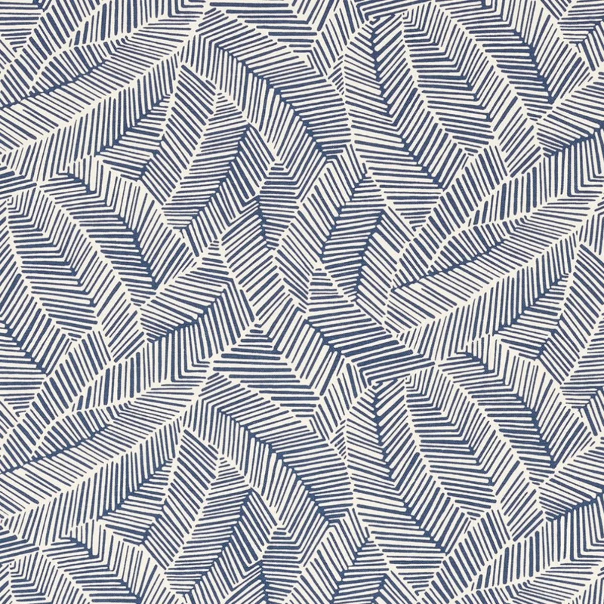 Schumacher 176222 Abstract Leaf Navy fabric swatch