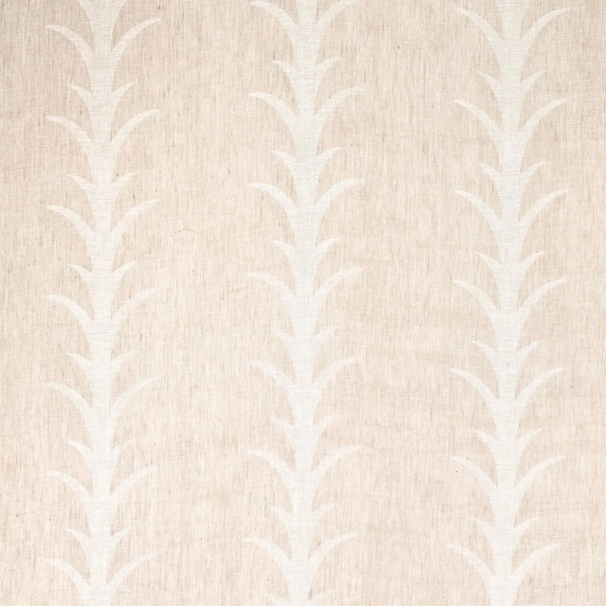 Schumacher 180800 Acanthus Stripe Sheer Taupe fabric swatch