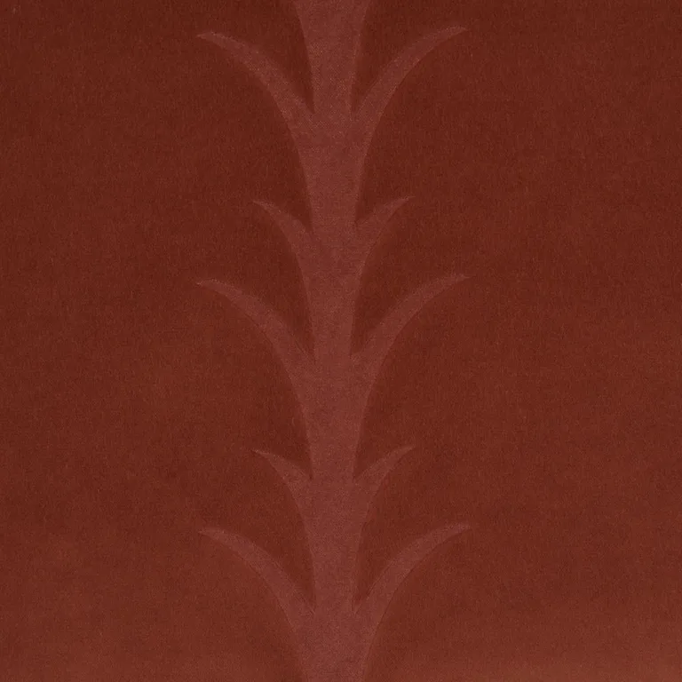 Schumacher 86452 Acanthus Stripe Velvet Terracotta fabric swatch