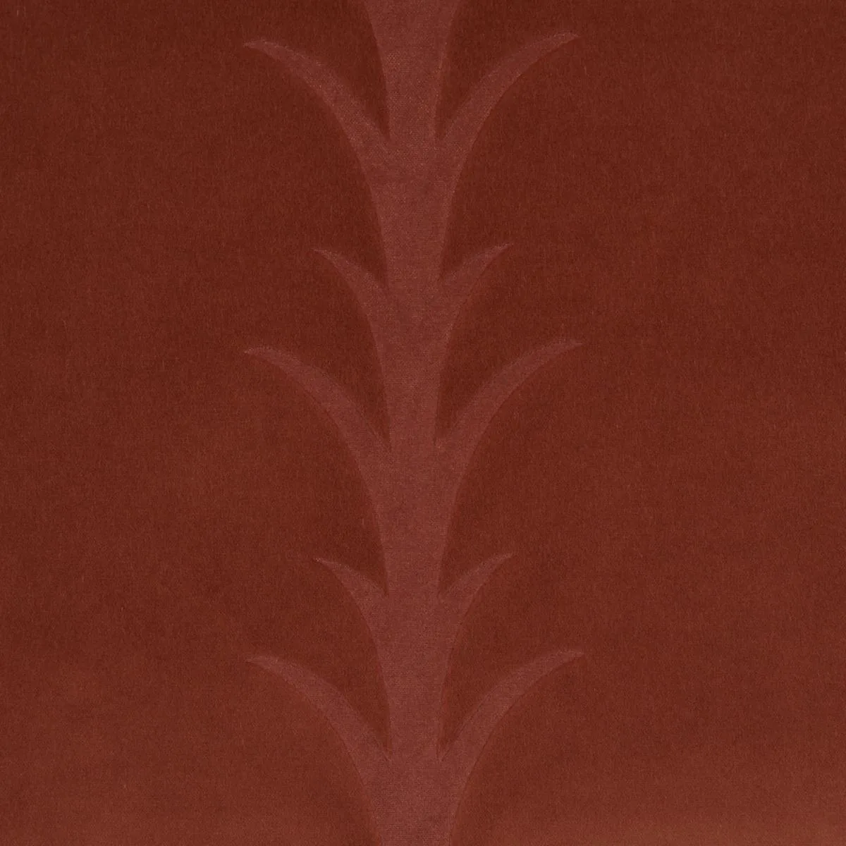 Schumacher 86452 Acanthus Stripe Velvet Terracotta fabric swatch