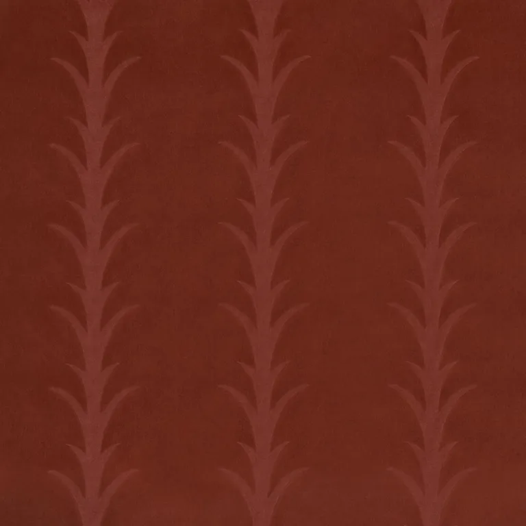 Schumacher 86452 Acanthus Stripe Velvet Terracotta fabric swatch