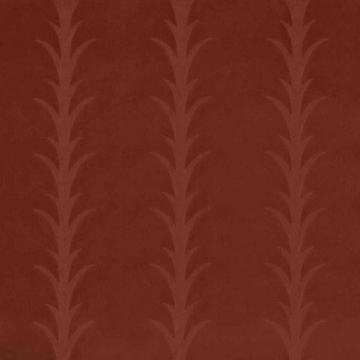 Schumacher 86452 Acanthus Stripe Velvet Terracotta fabric swatch