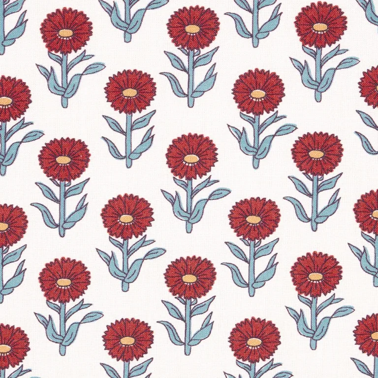 Schumacher 180582 Adeline Rouge & Blue fabric swatch