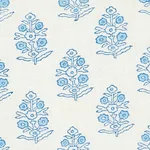 Schumacher 179360 Aditi Hand-Block Print Blue fabric swatch
