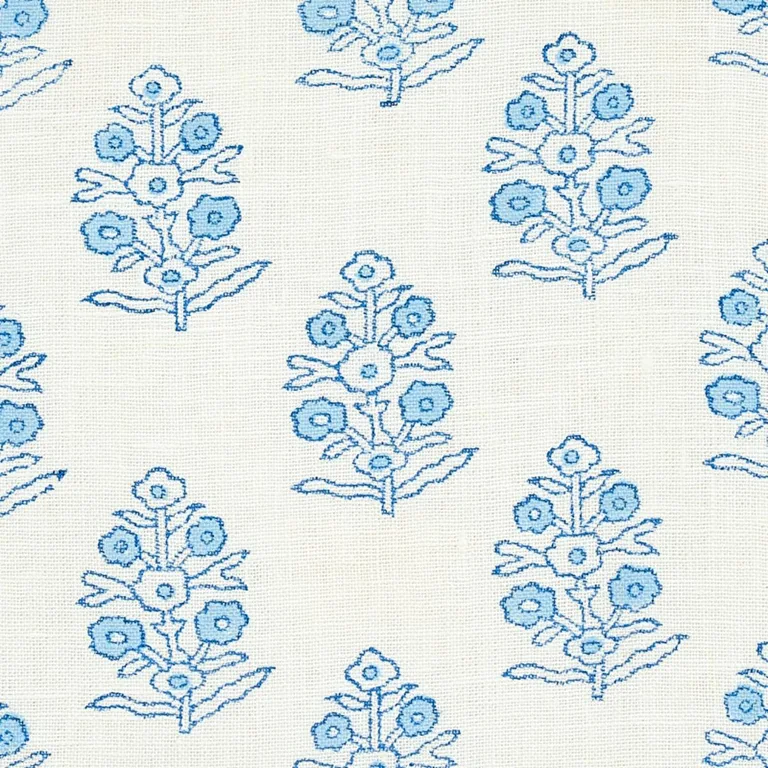 Schumacher 179360 Aditi Hand-Block Print Blue fabric swatch