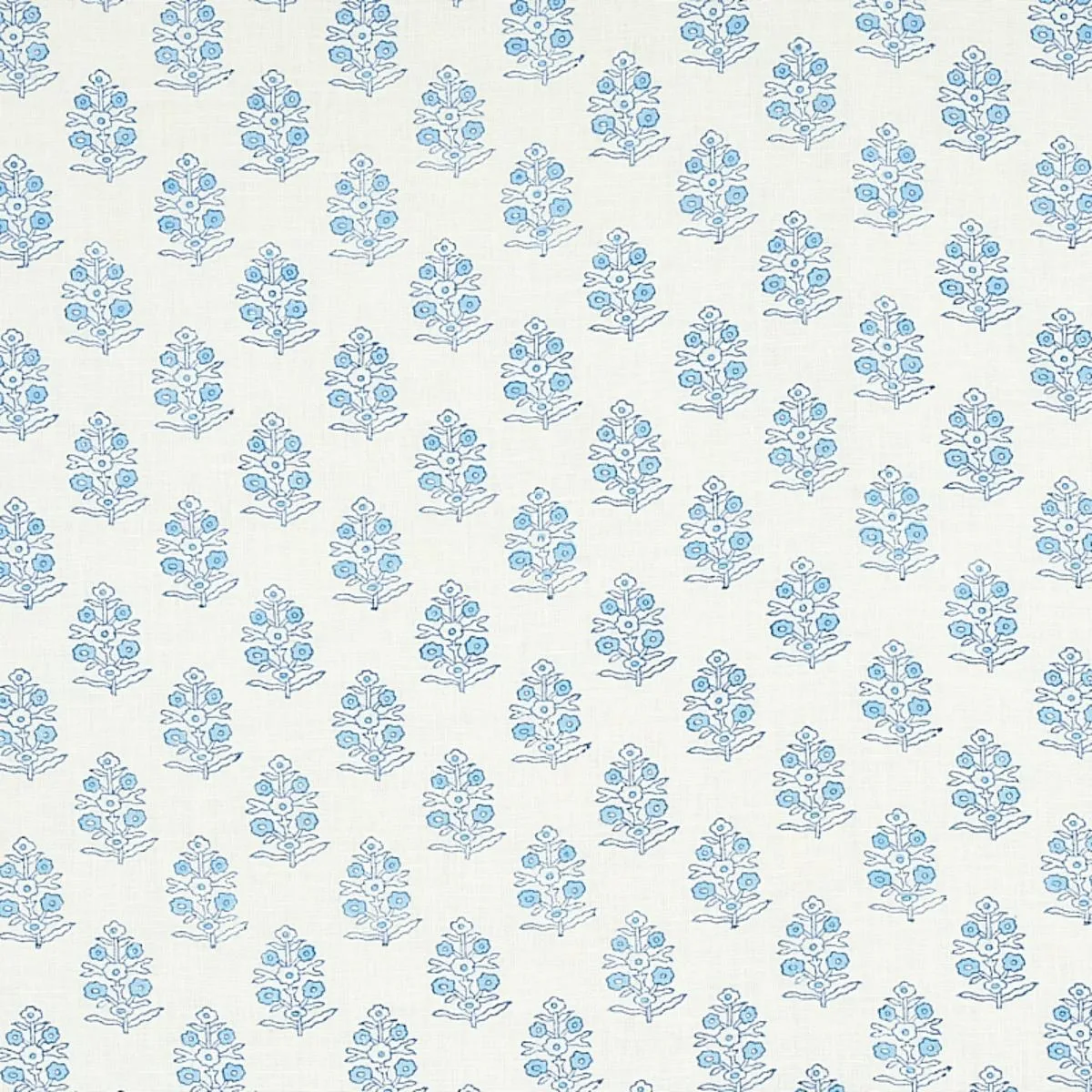 Schumacher 179360 Aditi Hand-Block Print Blue fabric swatch