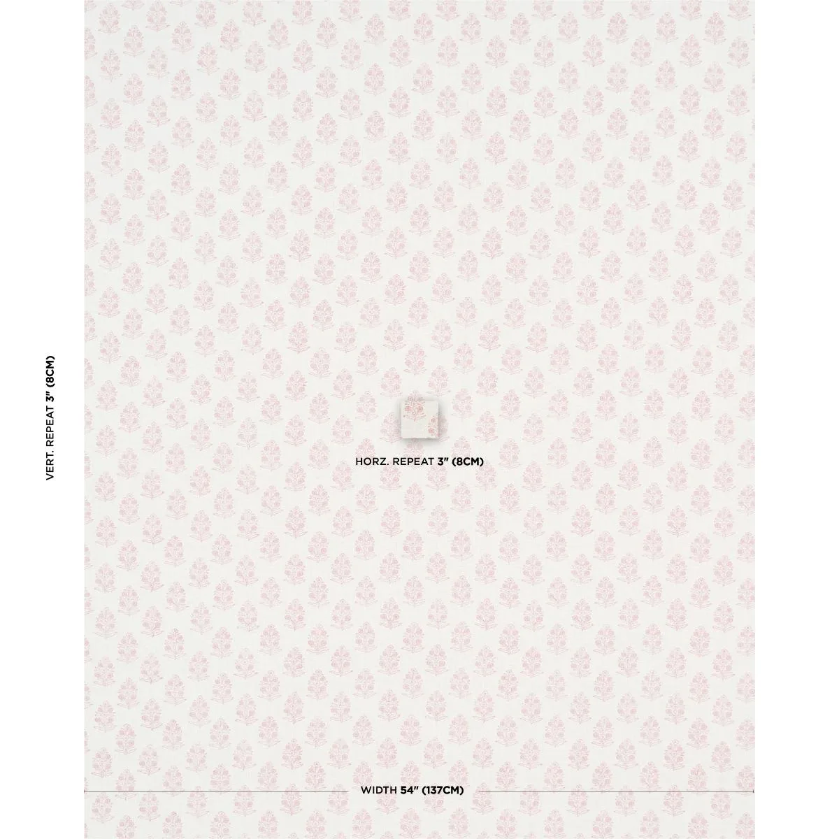 Schumacher 179365 Aditi Hand-Block Print Blush fabric swatch