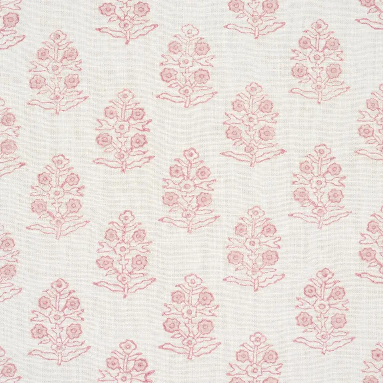 Schumacher 179365 Aditi Hand-Block Print Blush fabric swatch