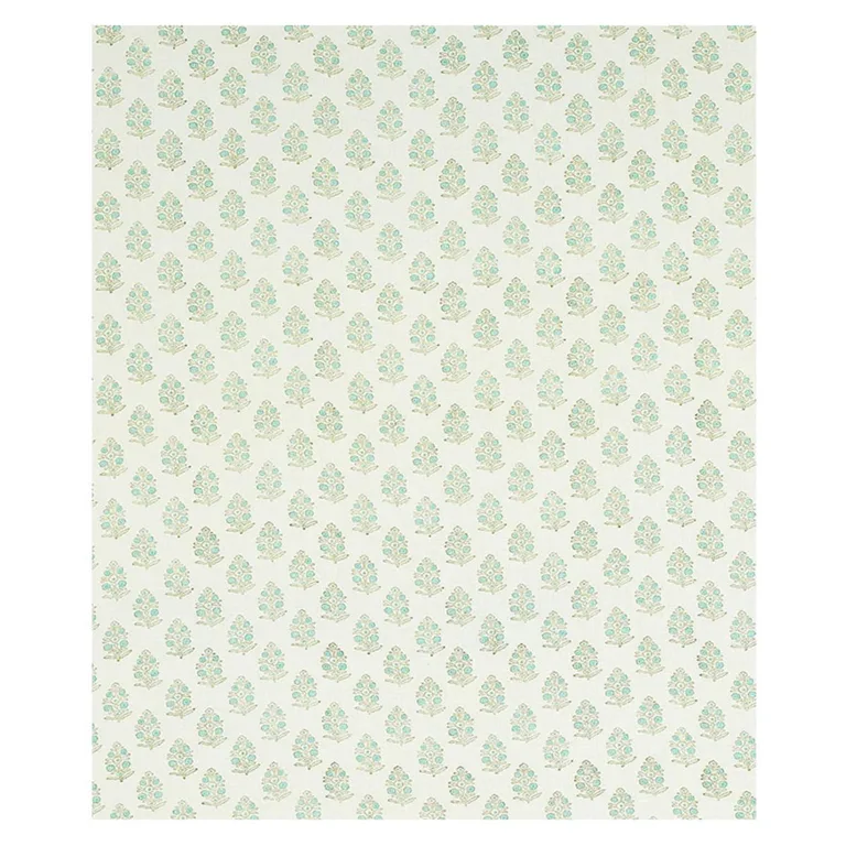 Schumacher 179361 Aditi Hand-Block Print Green fabric swatch