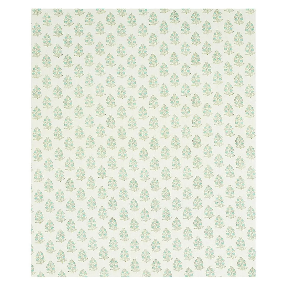 Schumacher 179361 Aditi Hand-Block Print Green fabric swatch