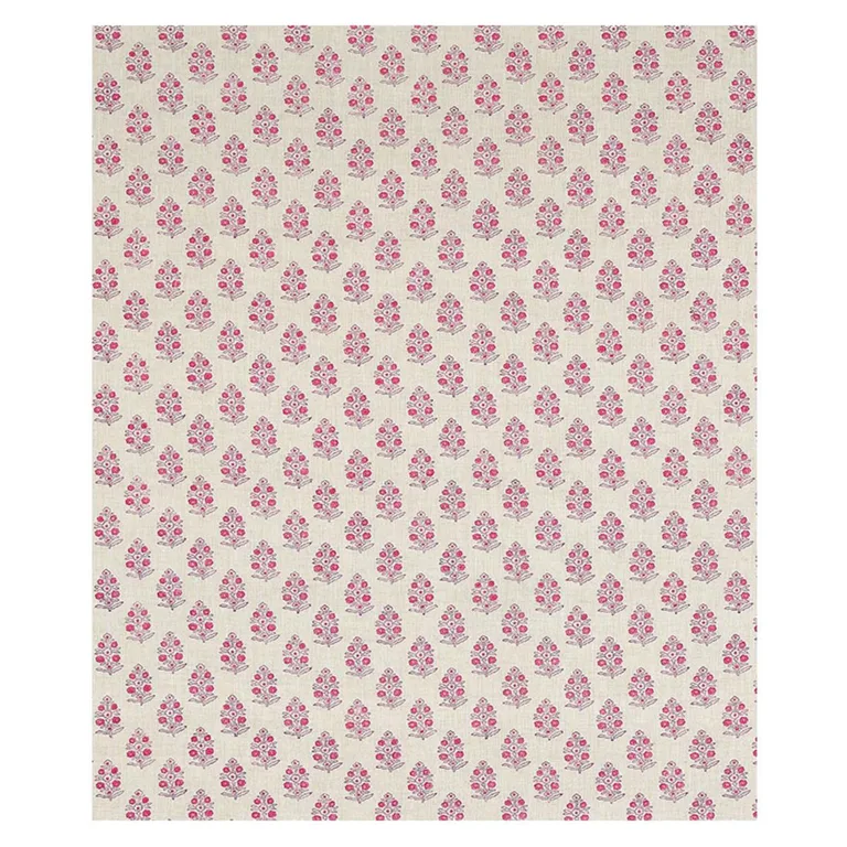 Schumacher 179362 Aditi Hand-Block Print Pink fabric swatch