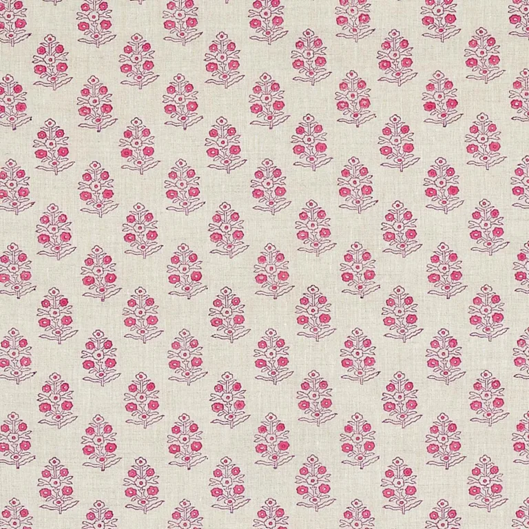 Schumacher 179362 Aditi Hand-Block Print Pink fabric swatch