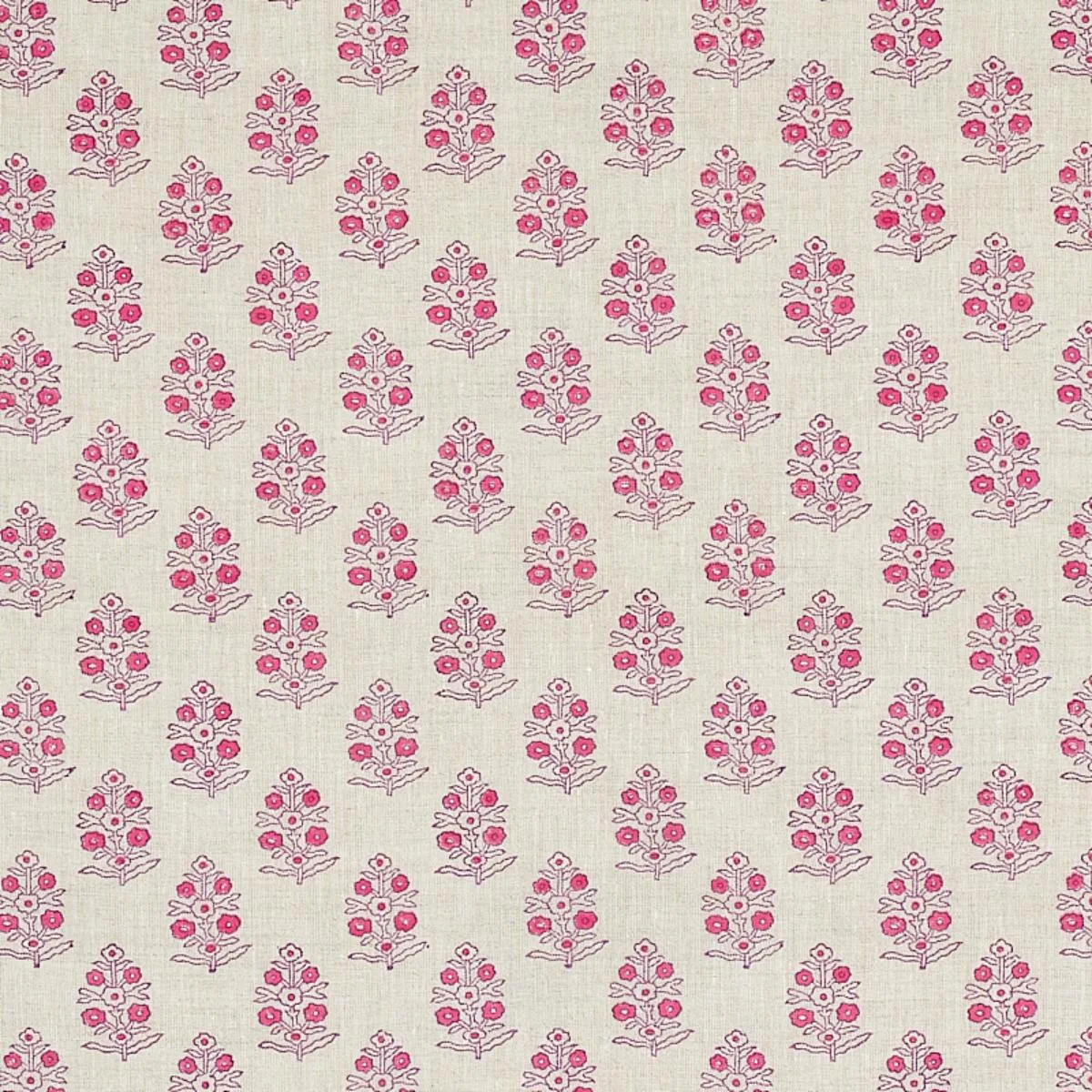 Schumacher 179362 Aditi Hand-Block Print Pink fabric swatch