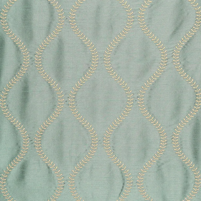 Schumacher 65753 Agadir Embroidery Aqua fabric swatch