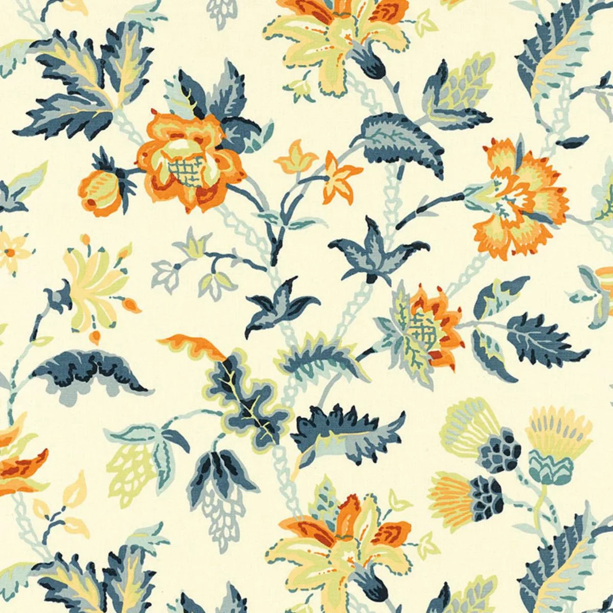 Schumacher 173692 Alana Floral Vine Apricot fabric swatch