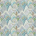 Schumacher 76311 Albizia Embroidery Blue & Green fabric swatch