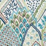 Schumacher 76311 Albizia Embroidery Blue & Green fabric swatch