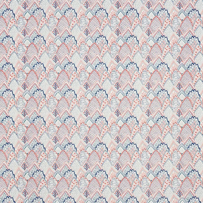 Schumacher 76310 Albizia Embroidery Delft & Rose fabric swatch