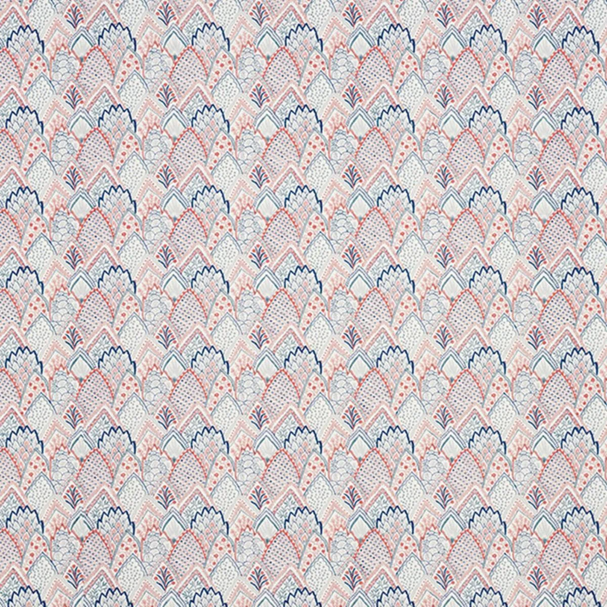 Schumacher 76310 Albizia Embroidery Delft & Rose fabric swatch