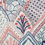 Schumacher 76310 Albizia Embroidery Delft & Rose fabric swatch