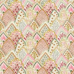 Schumacher 76312 Albizia Embroidery Pink & Leaf fabric swatch