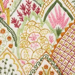 Schumacher 76312 Albizia Embroidery Pink & Leaf fabric swatch