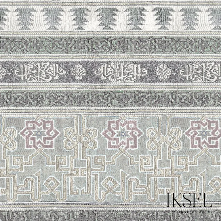 Schumacher RF906CR59 Alcazar Bayadere Grey fabric swatch