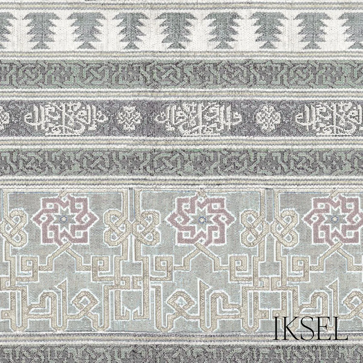 Schumacher RF906CR59 Alcazar Bayadere Grey fabric swatch