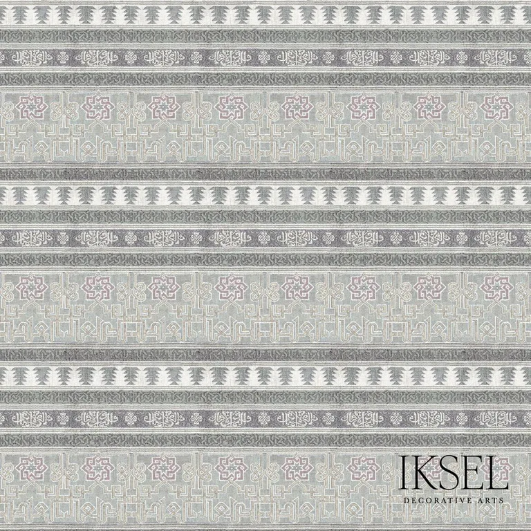 Schumacher RF906CR59 Alcazar Bayadere Grey fabric swatch