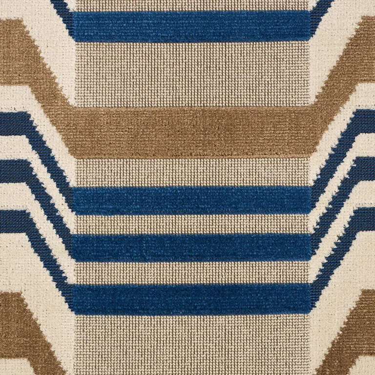 Schumacher 84810 Aldo Velvet Cadet & Camel fabric swatch