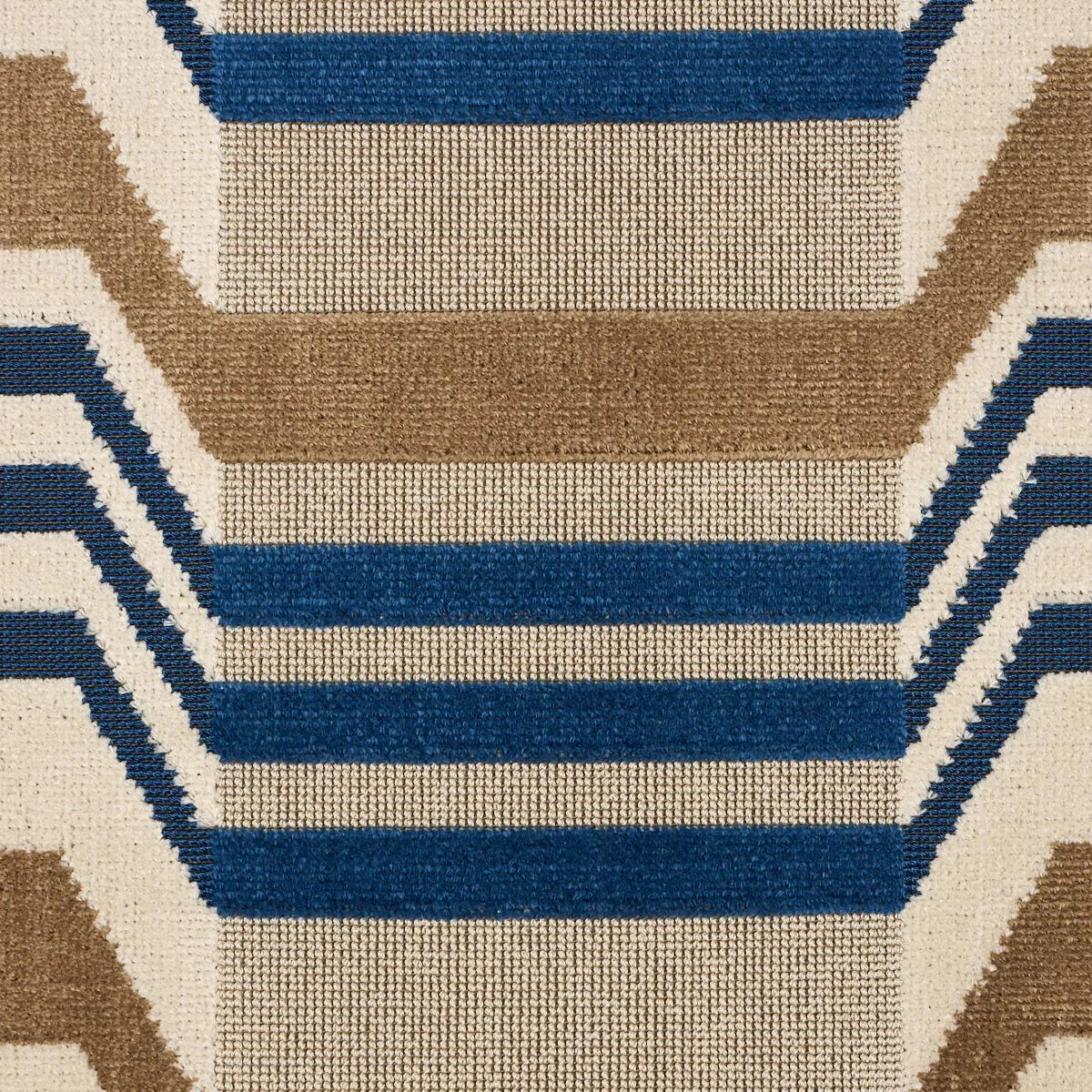 Schumacher 84810 Aldo Velvet Cadet & Camel fabric swatch