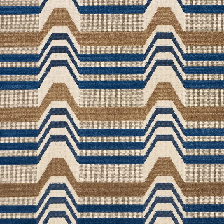 Schumacher 84810 Aldo Velvet Cadet & Camel fabric swatch
