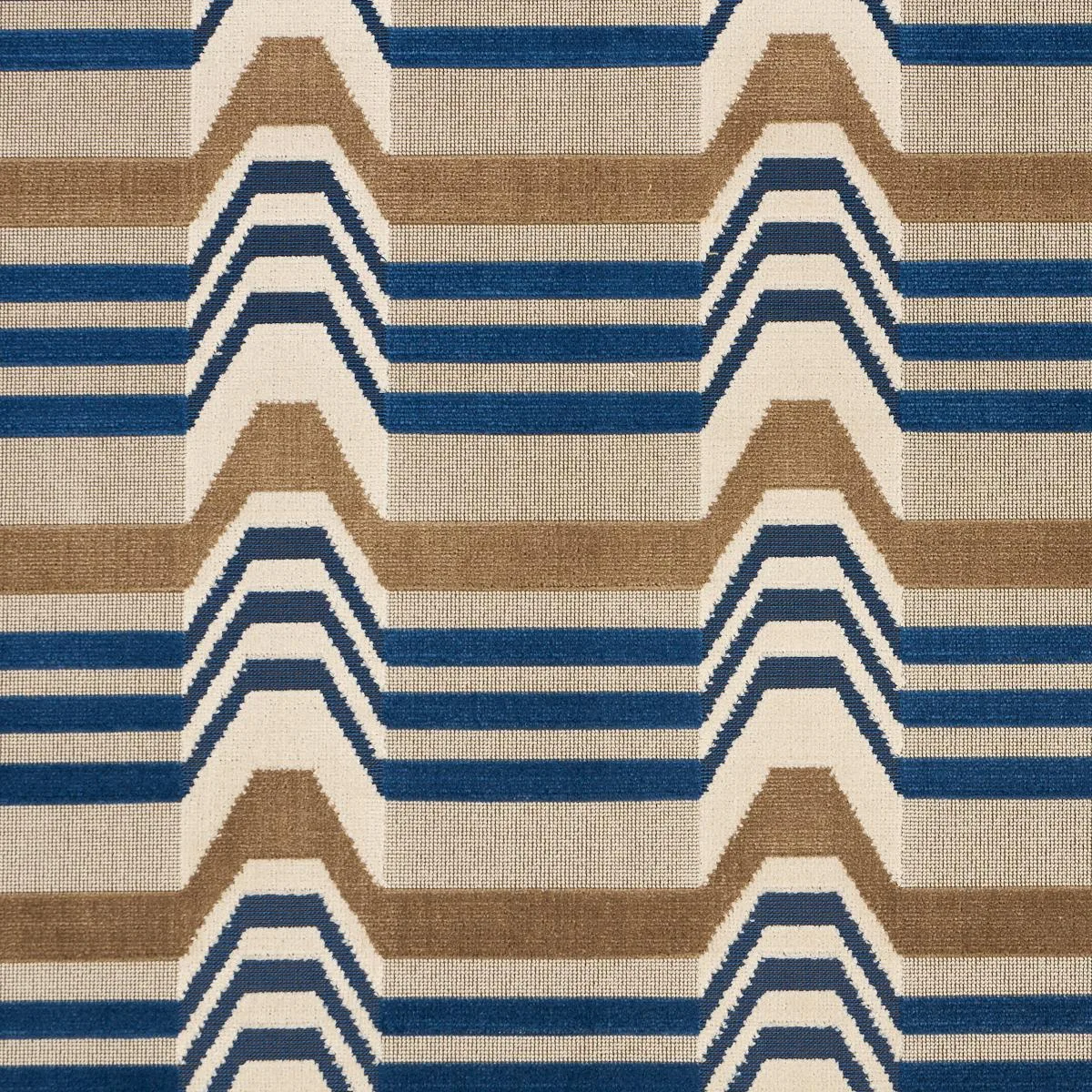 Schumacher 84810 Aldo Velvet Cadet & Camel fabric swatch