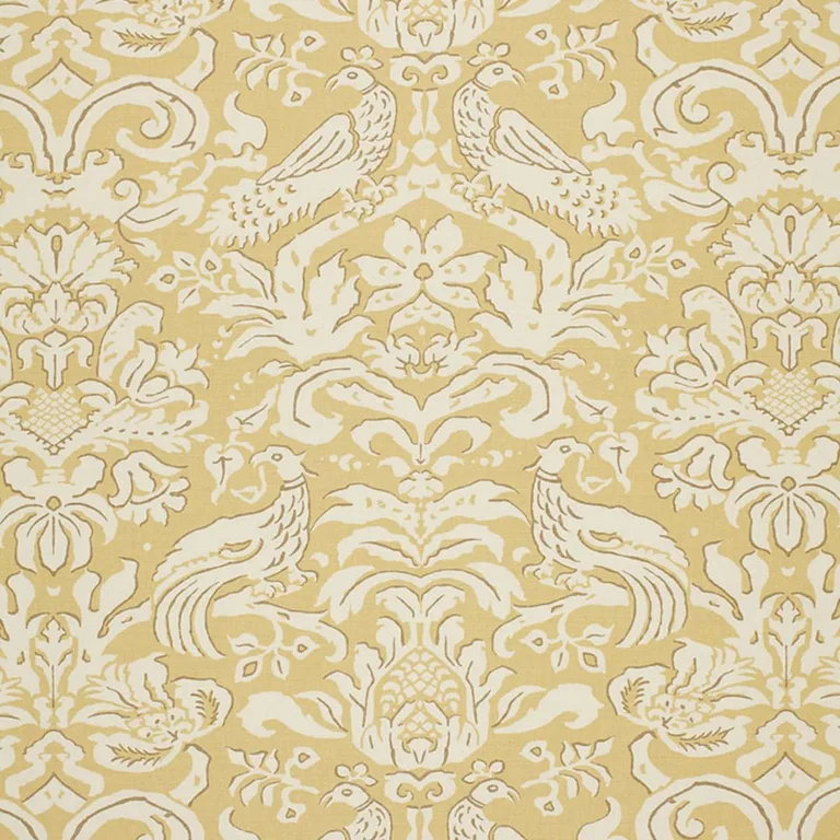 Schumacher 1328002 Aldwyn Damask Buttercup fabric swatch