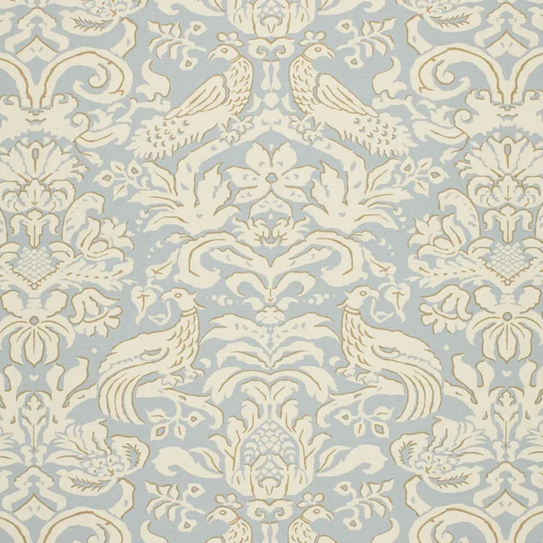 Schumacher 1328000 Aldwyn Damask Robin's Egg fabric swatch