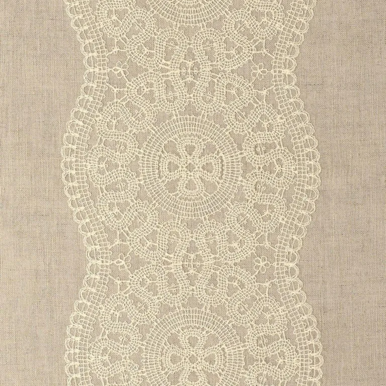 Schumacher 55421 Alecon Embroidered Sheer Natural fabric swatch