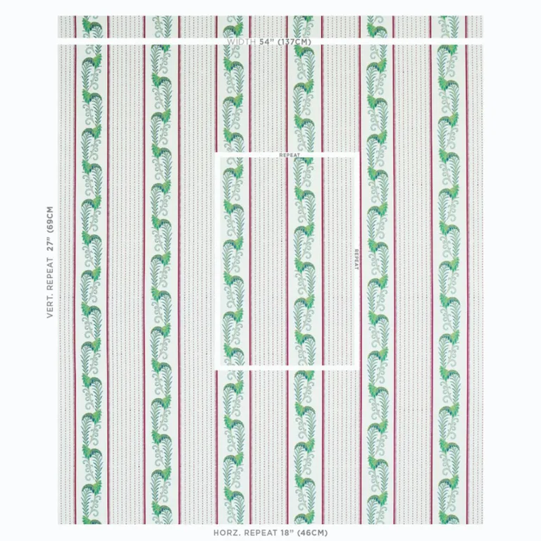 Schumacher 179382 Aleksy Stripe Plum fabric swatch