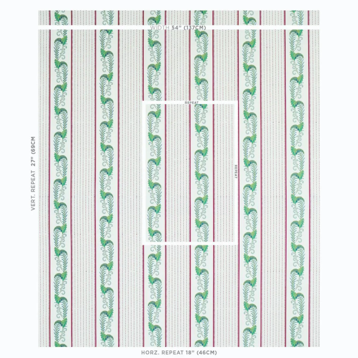 Schumacher 179382 Aleksy Stripe Plum fabric swatch