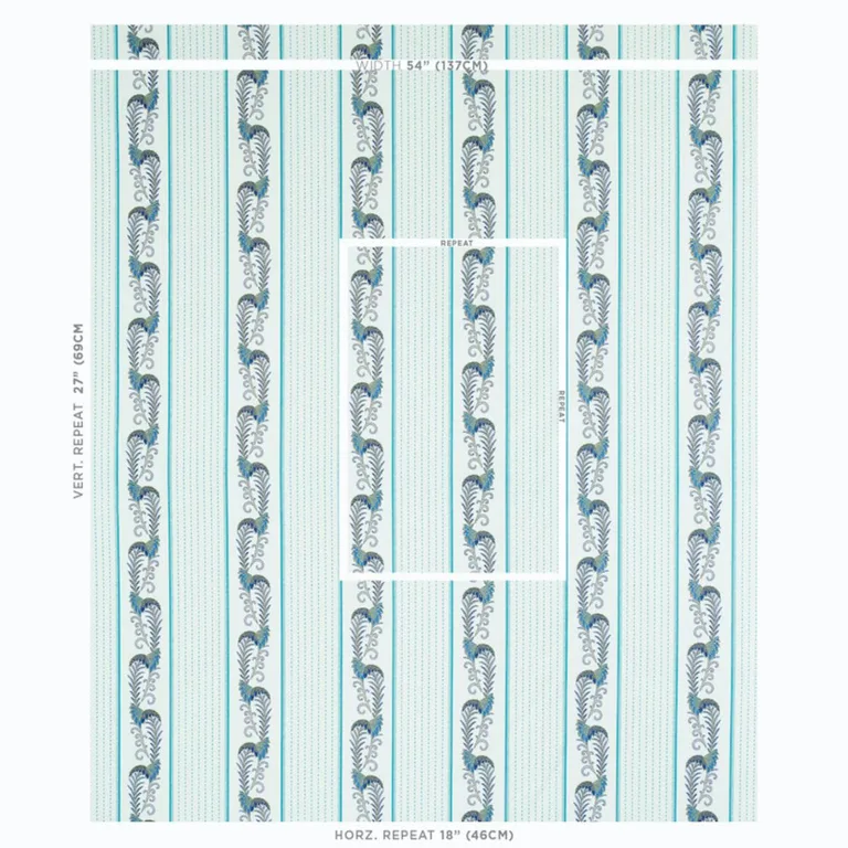 Schumacher 179381 Aleksy Stripe Teal fabric swatch