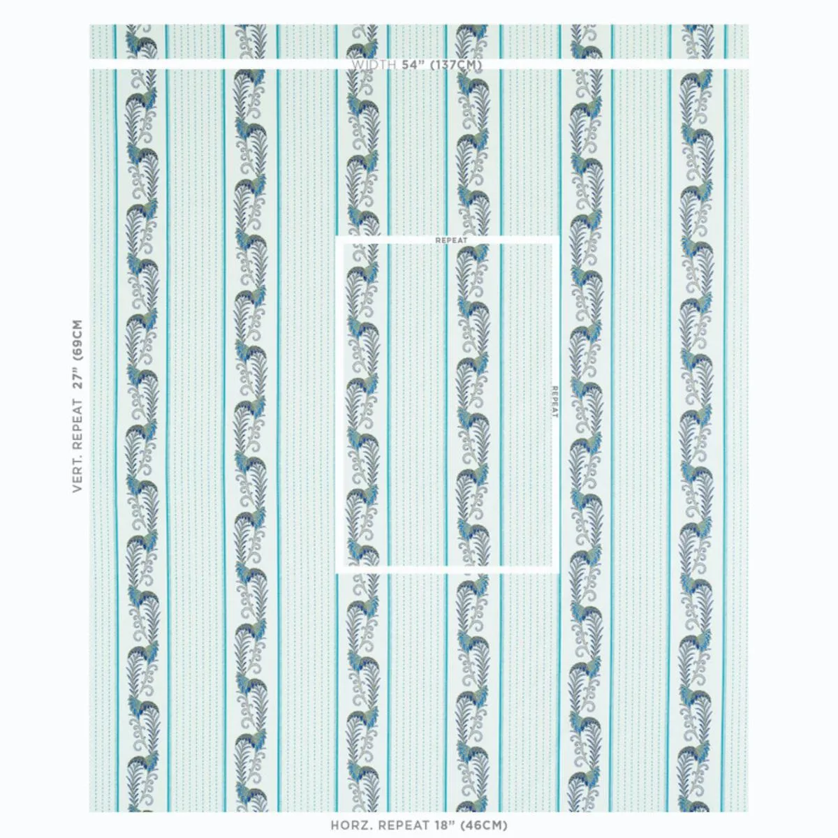 Schumacher 179381 Aleksy Stripe Teal fabric swatch