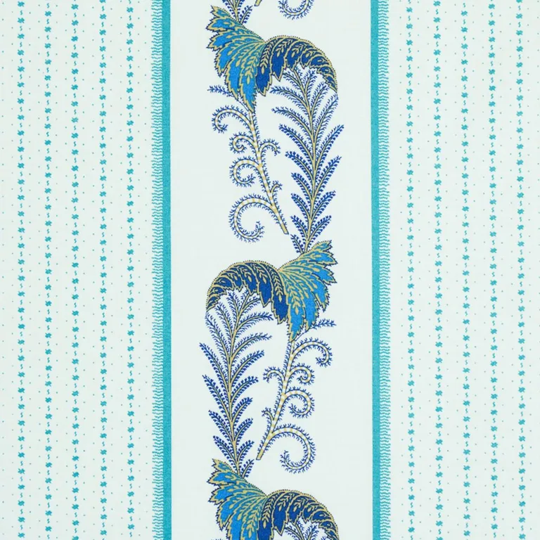 Schumacher 179381 Aleksy Stripe Teal fabric swatch
