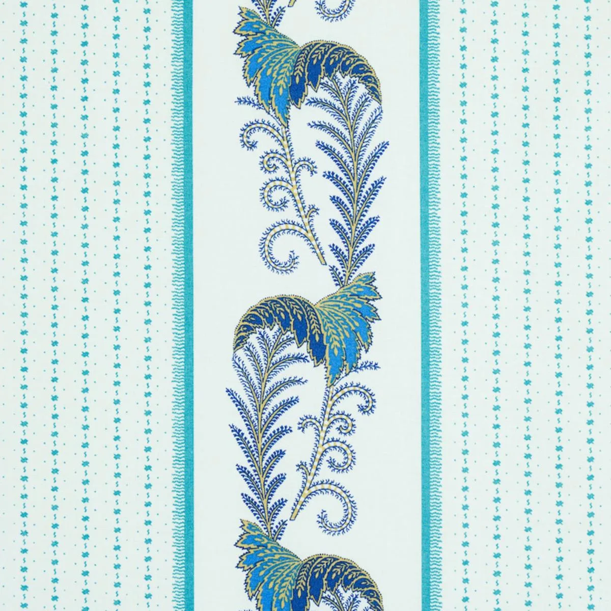 Schumacher 179381 Aleksy Stripe Teal fabric swatch